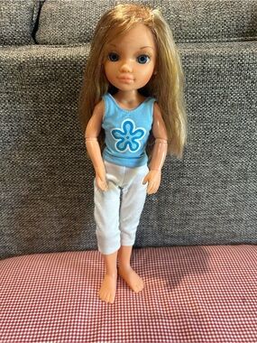 Famosa NancyBlonde Fashion Doll in Blue Flower Tank and White Pants